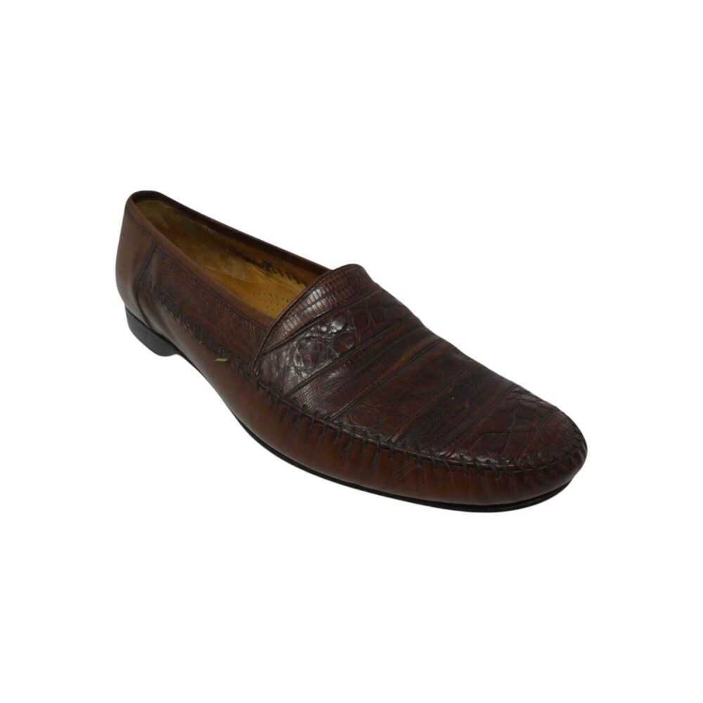 Mezlan Sebastian Brown Genuine Lizard Leather Loafers Mens 12